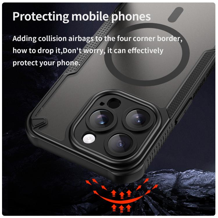 For iPhone 15 Pro Armor Glaze MagSafe Magnetic Phone Case - Black