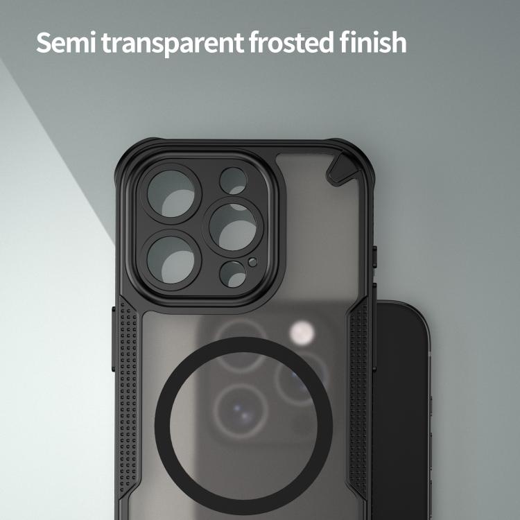 For iPhone 15 Pro Armor Glaze MagSafe Magnetic Phone Case - Black