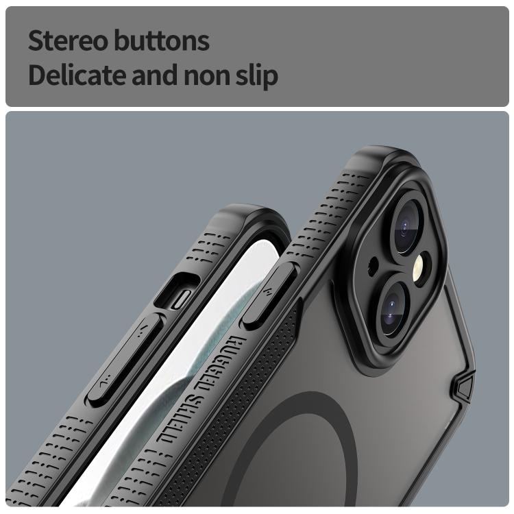 For iPhone 15 Plus Armor Glaze MagSafe Magnetic Phone Case - Black