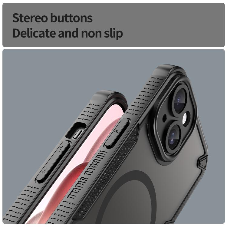 For iPhone 15 Armor Glaze MagSafe Magnetic Phone Case - Black