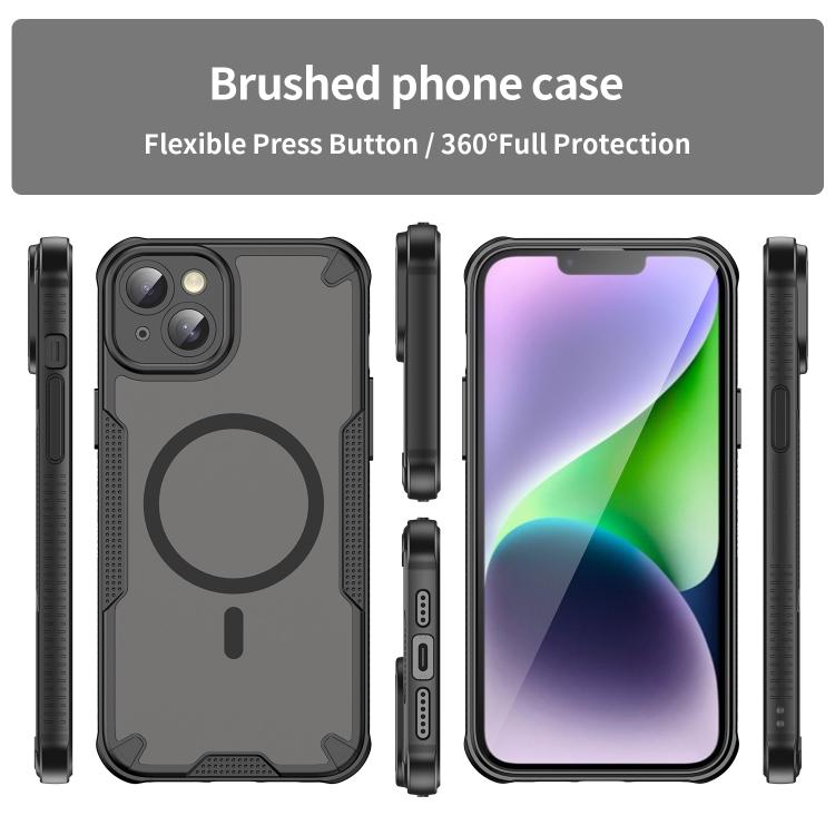 For iPhone 14 Plus Armor Glaze MagSafe Magnetic Phone Case - Black