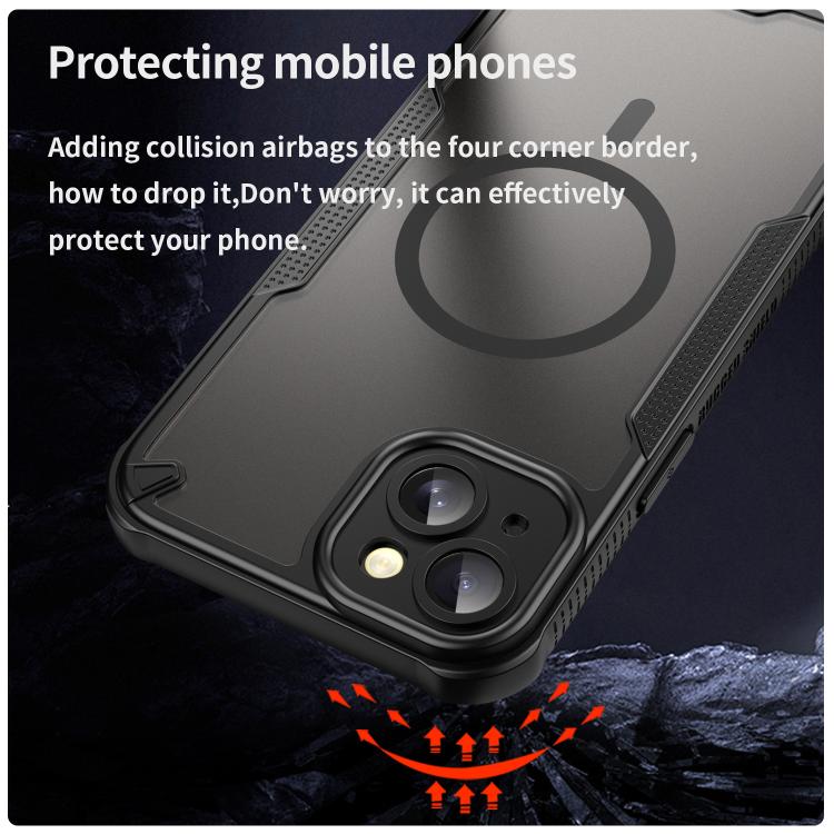 For iPhone 14 Plus Armor Glaze MagSafe Magnetic Phone Case - Black