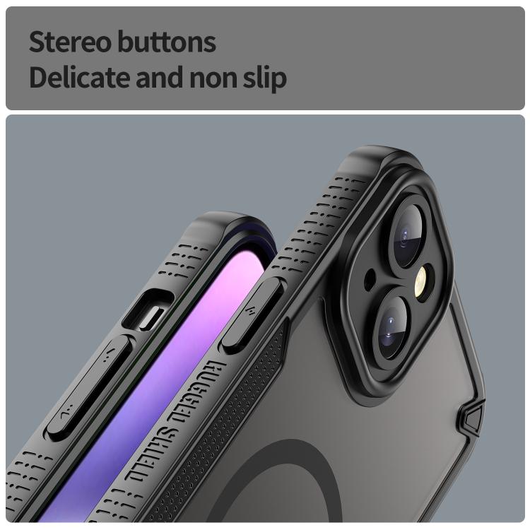 For iPhone 14 Plus Armor Glaze MagSafe Magnetic Phone Case - Black