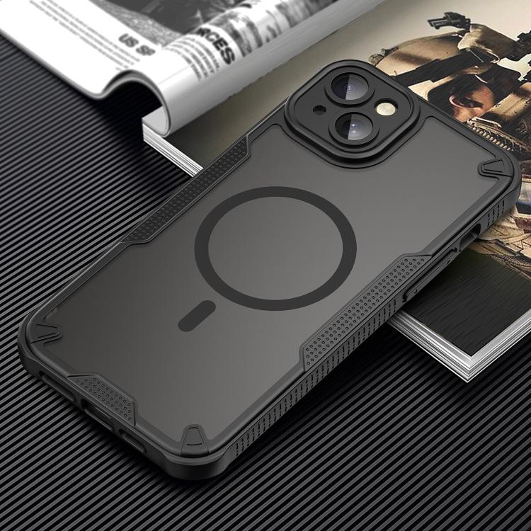 For iPhone 14 Plus Armor Glaze MagSafe Magnetic Phone Case - Black