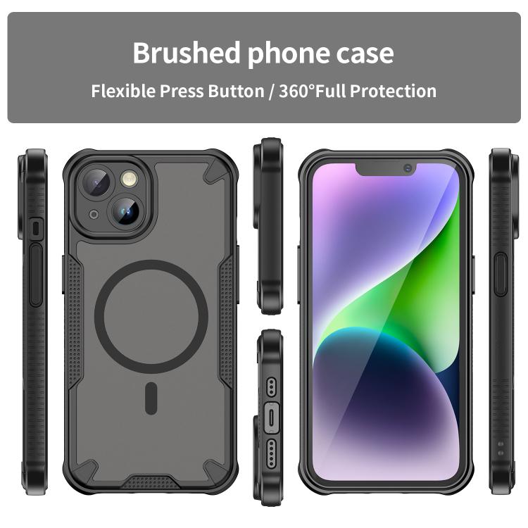 For iPhone 14 Armor Glaze MagSafe Magnetic Phone Case - Black