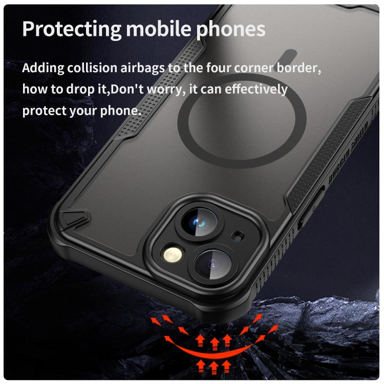For iPhone 14 Armor Glaze MagSafe Magnetic Phone Case - Black