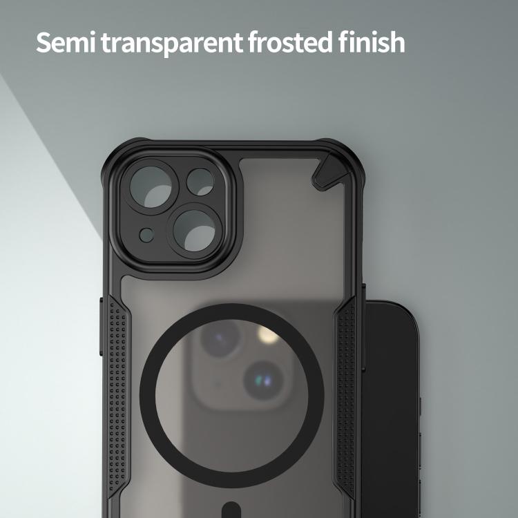 For iPhone 14 Armor Glaze MagSafe Magnetic Phone Case - Black
