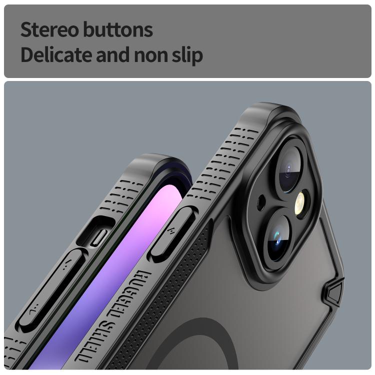 For iPhone 14 Armor Glaze MagSafe Magnetic Phone Case - Black