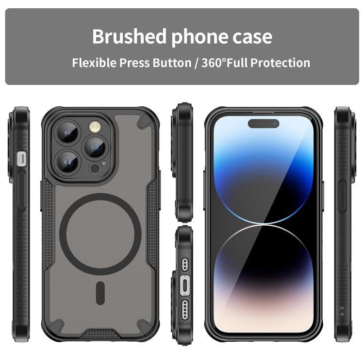 For iPhone 14 Pro Armor Glaze MagSafe Magnetic Phone Case - Black