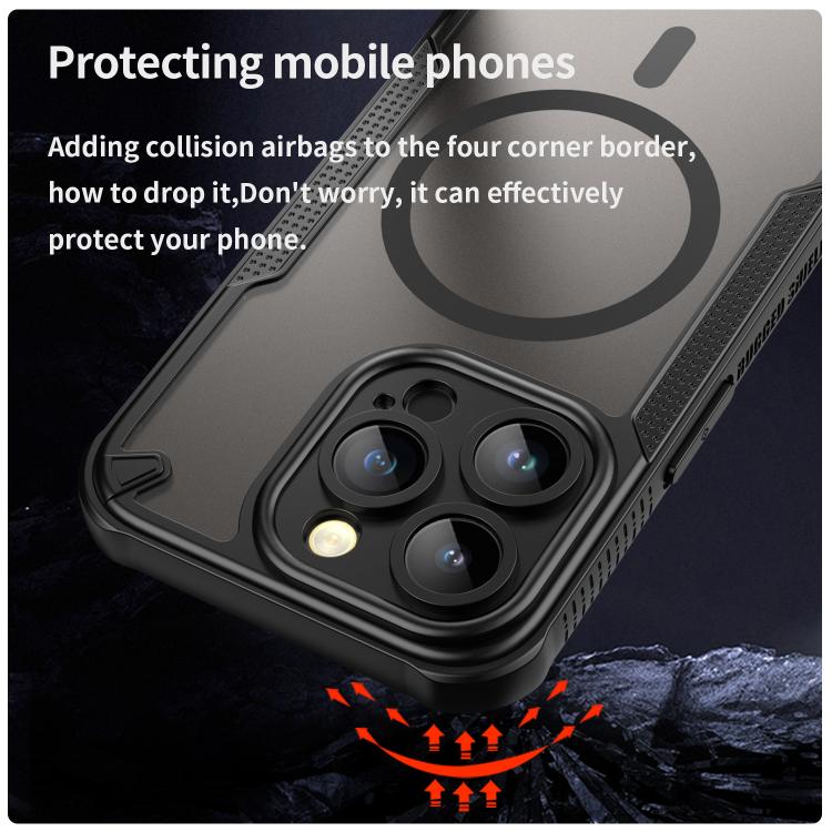 For iPhone 14 Pro Armor Glaze MagSafe Magnetic Phone Case - Black
