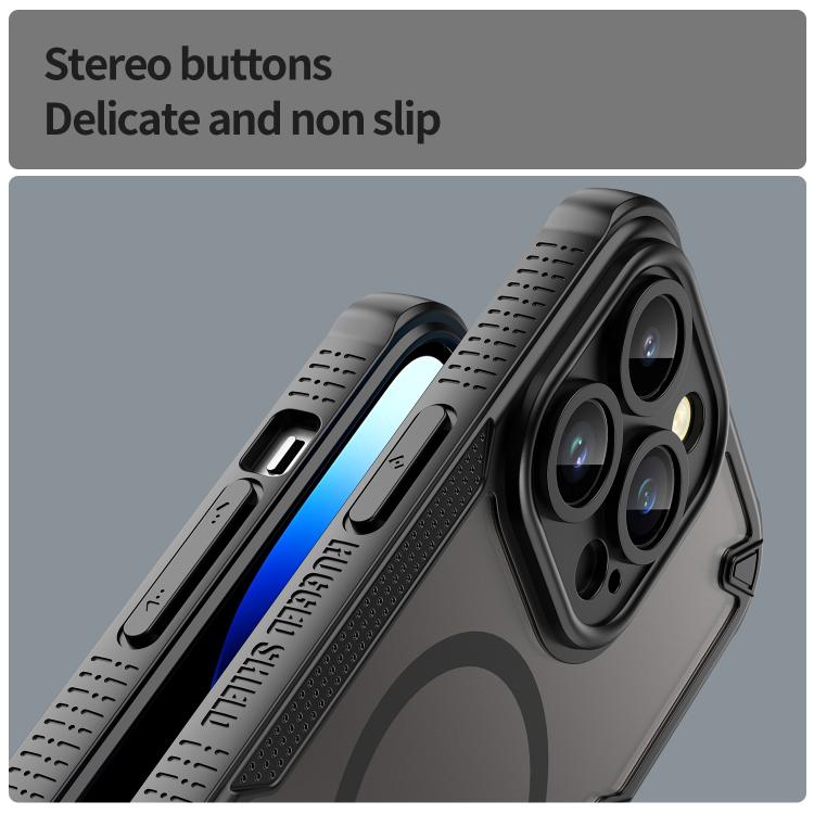 For iPhone 14 Pro Armor Glaze MagSafe Magnetic Phone Case - Black
