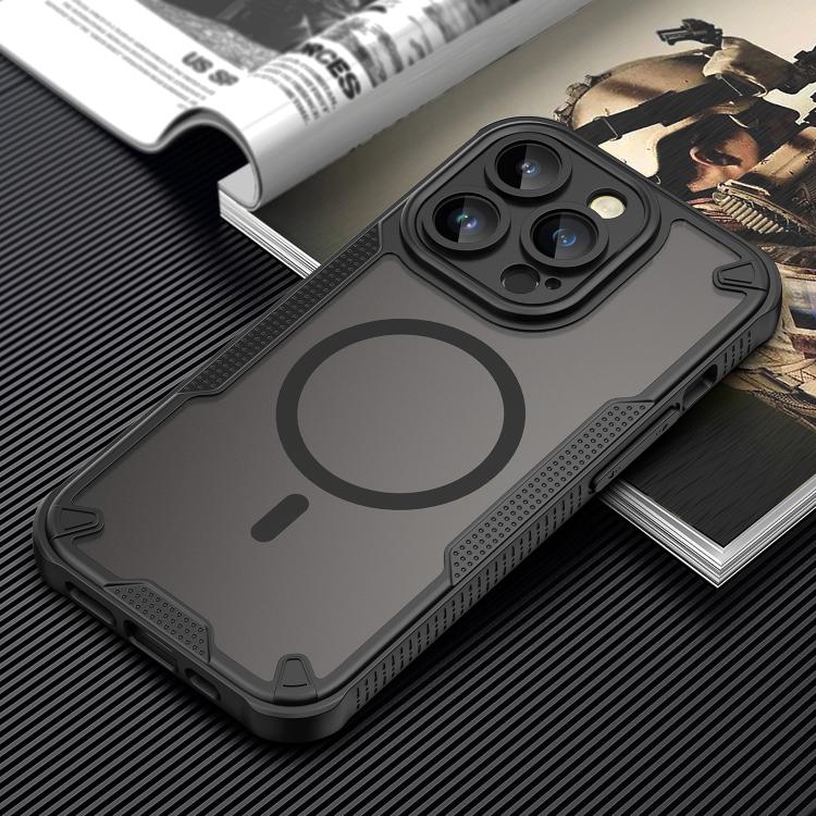 For iPhone 14 Pro Armor Glaze MagSafe Magnetic Phone Case - Black