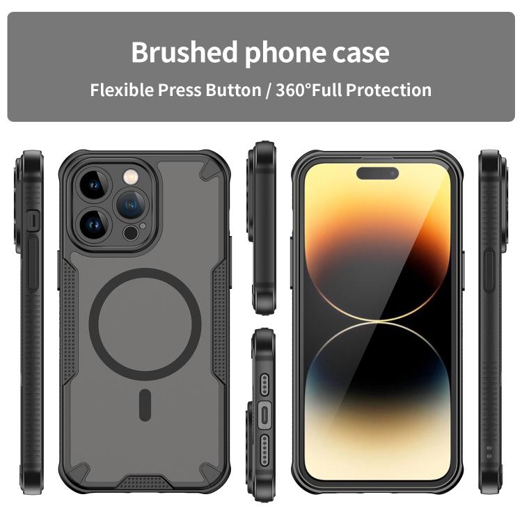 For iPhone 14 Pro Max Armor Glaze MagSafe Magnetic Phone Case - Black