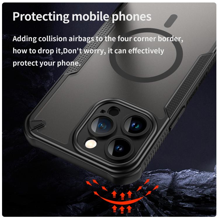 For iPhone 14 Pro Max Armor Glaze MagSafe Magnetic Phone Case - Black