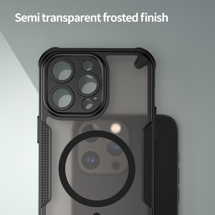 For iPhone 14 Pro Max Armor Glaze MagSafe Magnetic Phone Case - Black