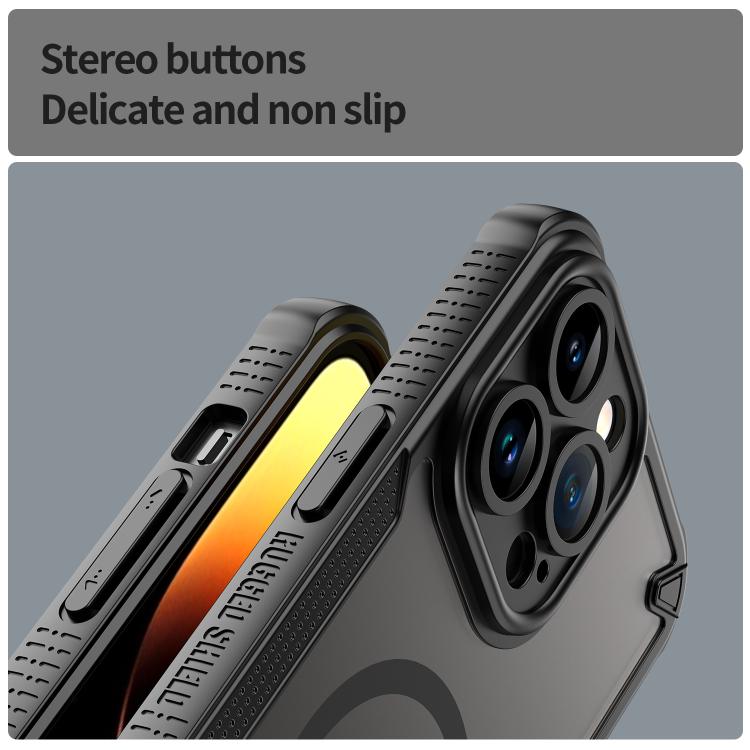 For iPhone 14 Pro Max Armor Glaze MagSafe Magnetic Phone Case - Black