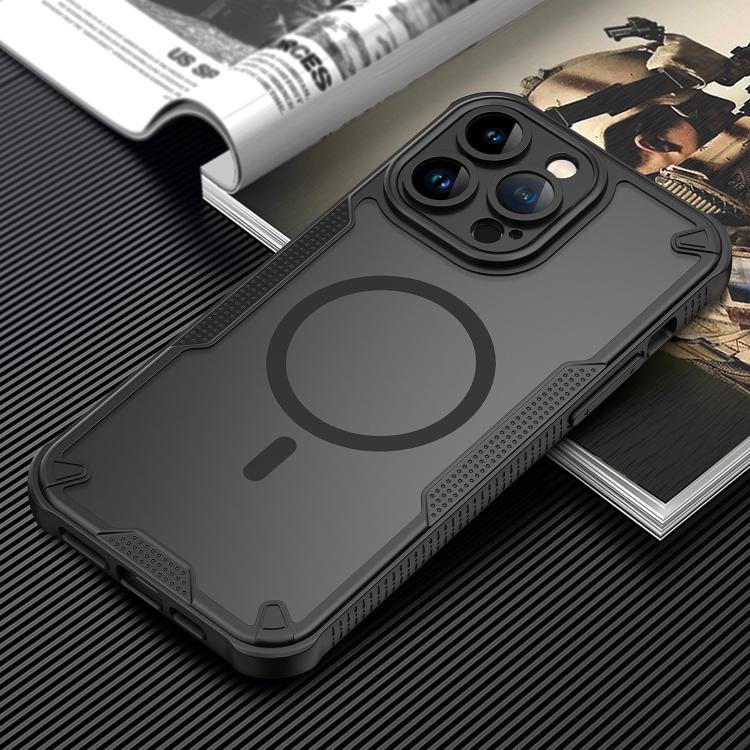 For iPhone 14 Pro Max Armor Glaze MagSafe Magnetic Phone Case - Black