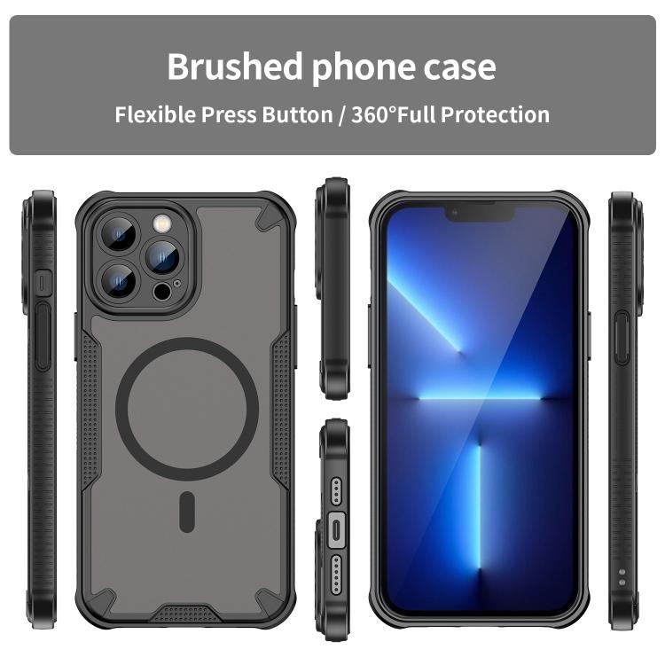 For iPhone 13 Pro Max Armor Glaze MagSafe Magnetic Phone Case - Black