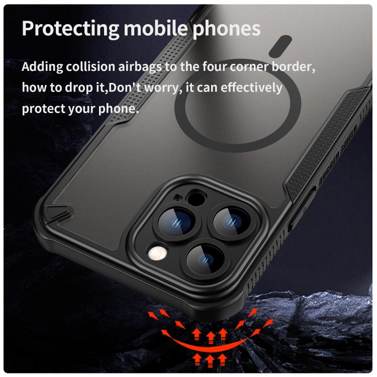 For iPhone 13 Pro Max Armor Glaze MagSafe Magnetic Phone Case - Black