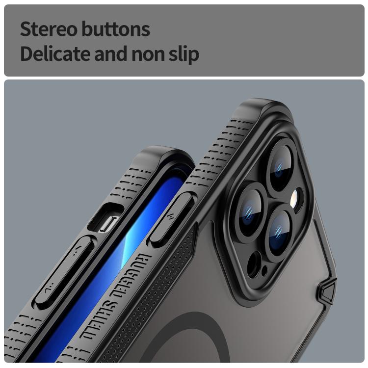 For iPhone 13 Pro Max Armor Glaze MagSafe Magnetic Phone Case - Black