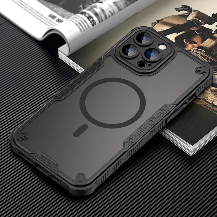 For iPhone 13 Pro Max Armor Glaze MagSafe Magnetic Phone Case - Black
