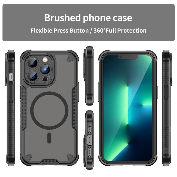 For iPhone 13 Pro Armor Glaze MagSafe Magnetic Phone Case - Black
