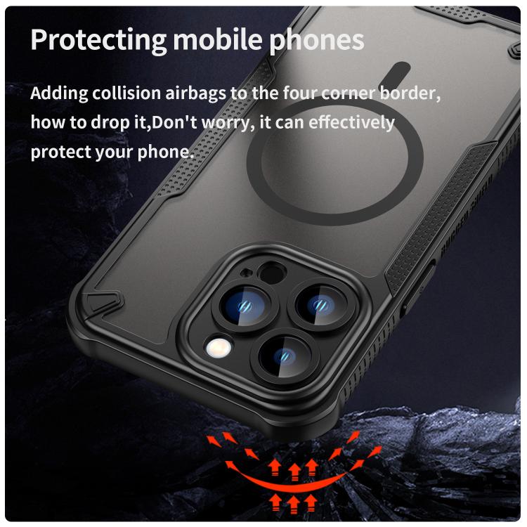 For iPhone 13 Pro Armor Glaze MagSafe Magnetic Phone Case - Black