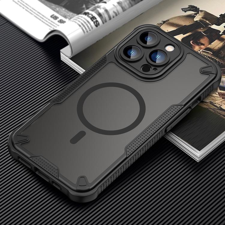 For iPhone 13 Pro Armor Glaze MagSafe Magnetic Phone Case - Black