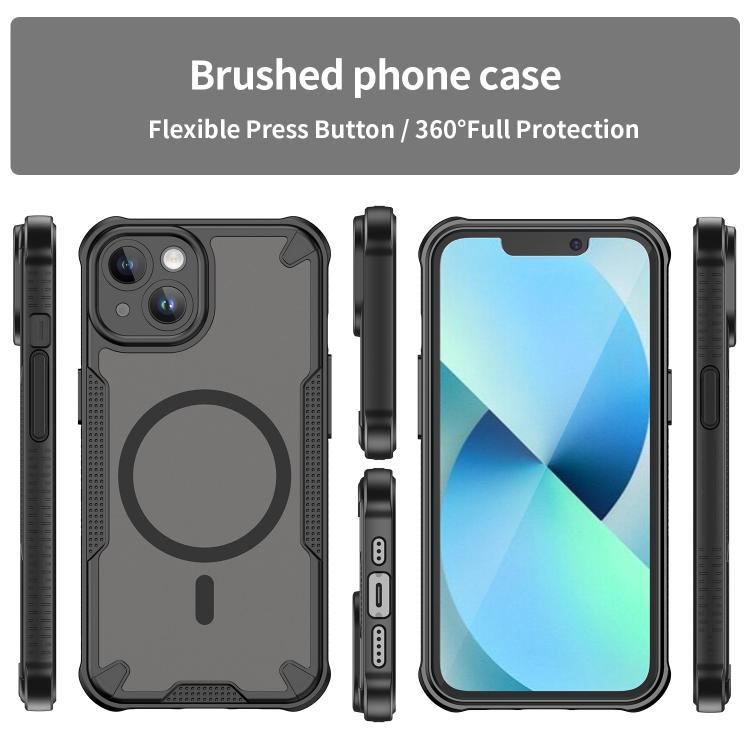 For iPhone 13 Armor Glaze MagSafe Magnetic Phone Case - Black
