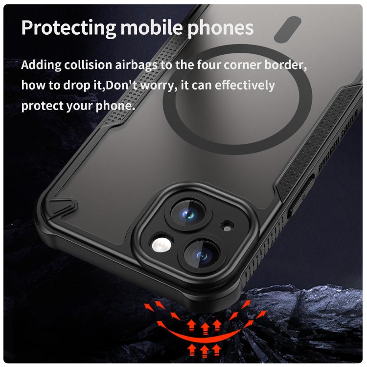 For iPhone 13 Armor Glaze MagSafe Magnetic Phone Case - Black