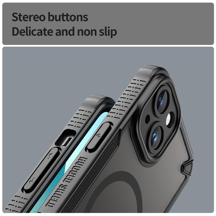 For iPhone 13 Armor Glaze MagSafe Magnetic Phone Case - Black