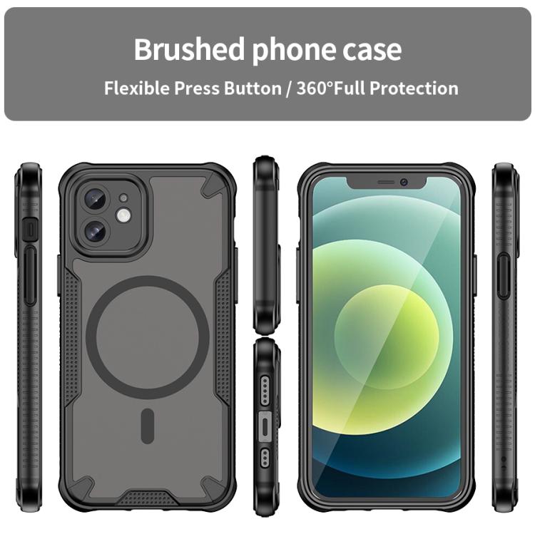 For iPhone 12 Armor Glaze MagSafe Magnetic Phone Case - Black