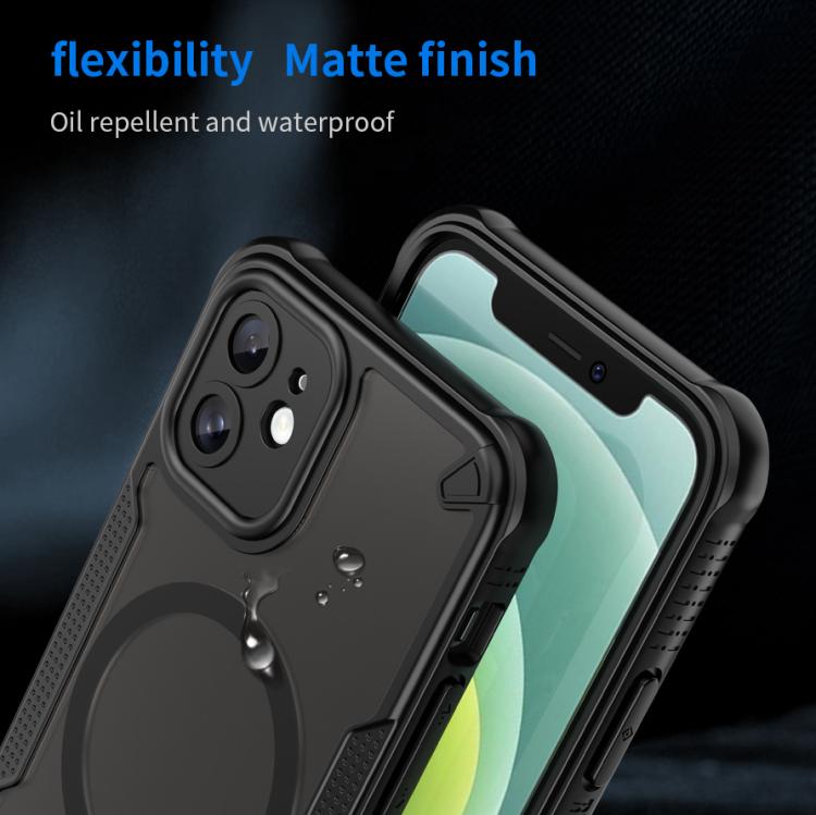 For iPhone 12 Armor Glaze MagSafe Magnetic Phone Case - Black