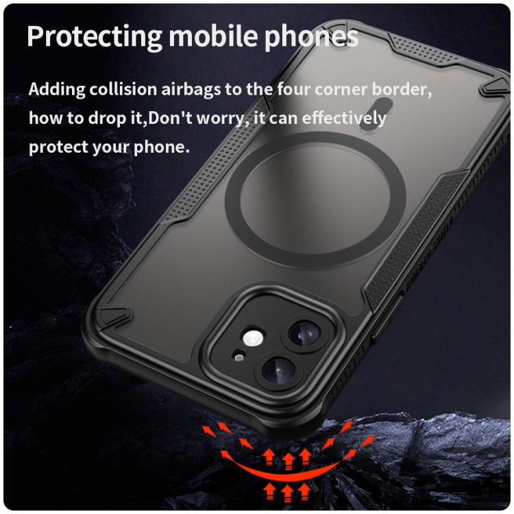 For iPhone 12 Armor Glaze MagSafe Magnetic Phone Case - Black