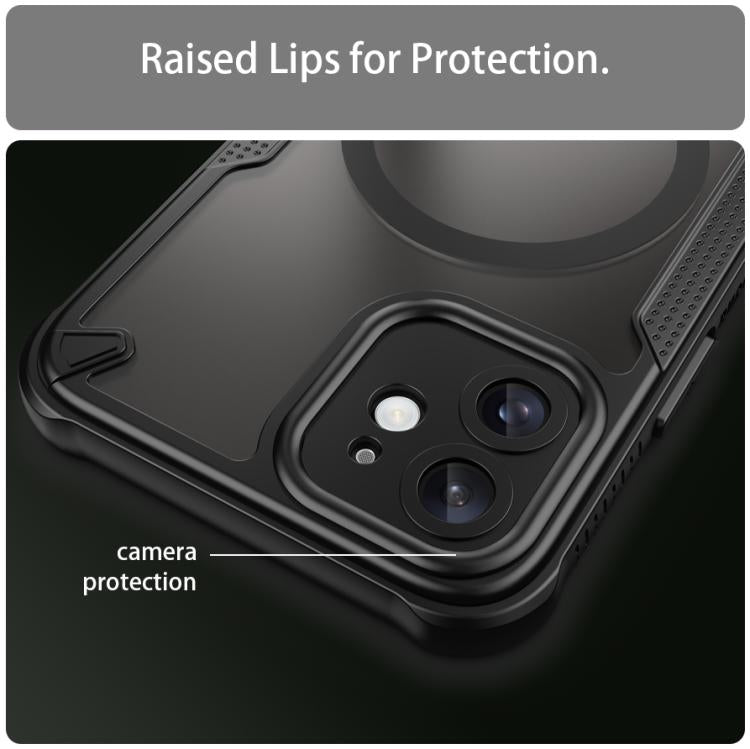 For iPhone 12 Armor Glaze MagSafe Magnetic Phone Case - Black
