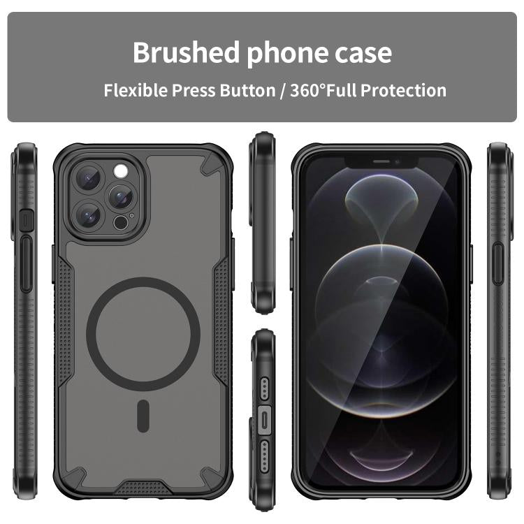For iPhone 12 Pro Max Armor Glaze MagSafe Magnetic Phone Case - Black
