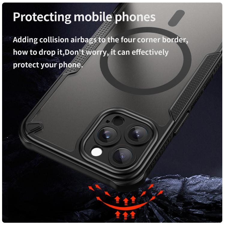 For iPhone 12 Pro Max Armor Glaze MagSafe Magnetic Phone Case - Black