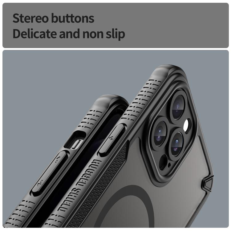 For iPhone 12 Pro Max Armor Glaze MagSafe Magnetic Phone Case - Black