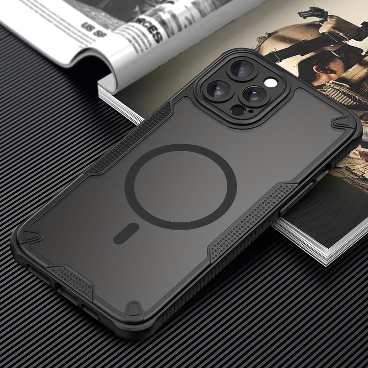 For iPhone 12 Pro Max Armor Glaze MagSafe Magnetic Phone Case - Black