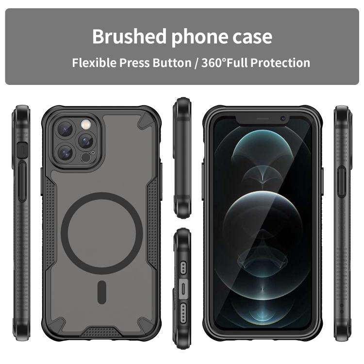 For iPhone 12 Pro Armor Glaze MagSafe Magnetic Phone Case - Black