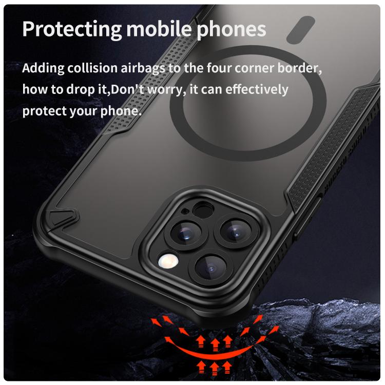 For iPhone 12 Pro Armor Glaze MagSafe Magnetic Phone Case - Black