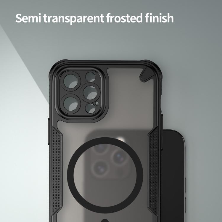 For iPhone 12 Pro Armor Glaze MagSafe Magnetic Phone Case - Black