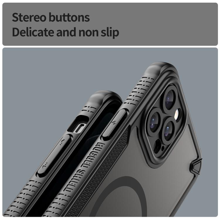For iPhone 12 Pro Armor Glaze MagSafe Magnetic Phone Case - Black