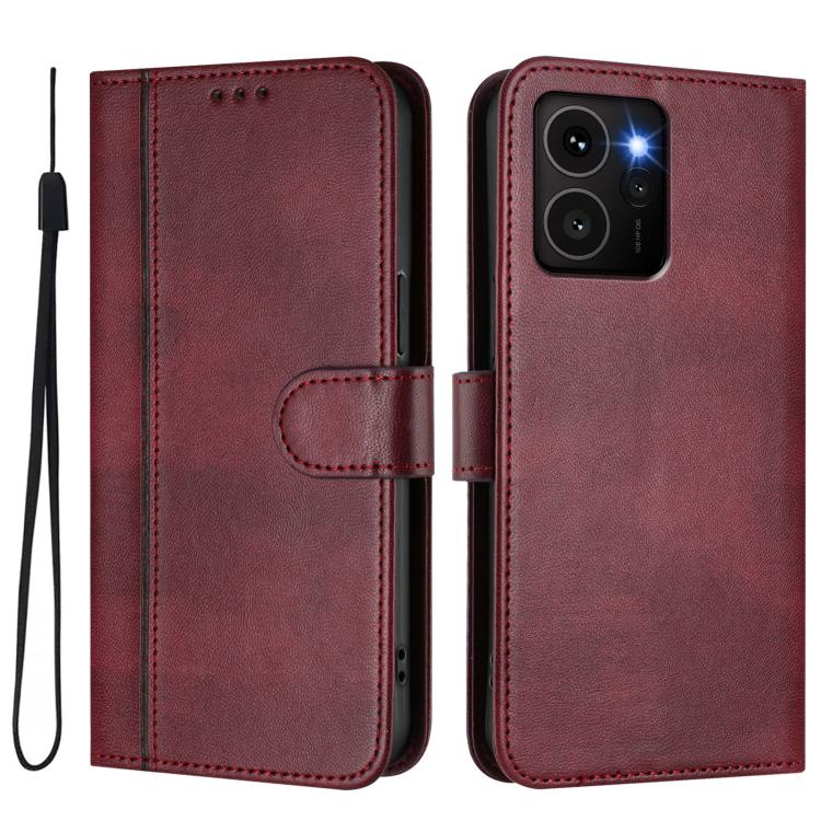 For HMD Skyline Line Splicing Buckle Retro Leather Phone Case