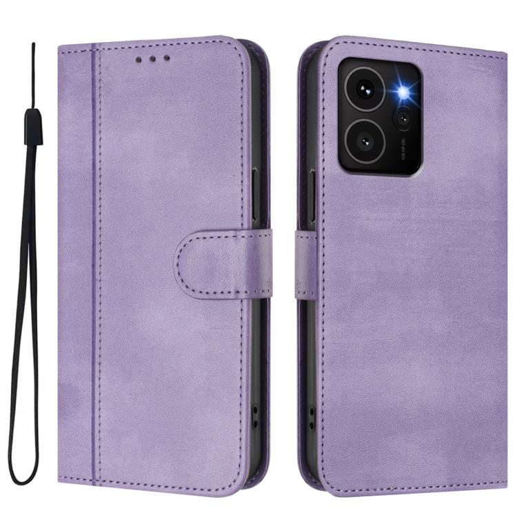 For HMD Skyline Line Splicing Buckle Retro Leather Phone Case