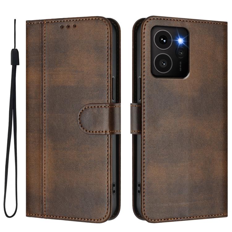 For HMD Skyline Line Splicing Buckle Retro Leather Phone Case