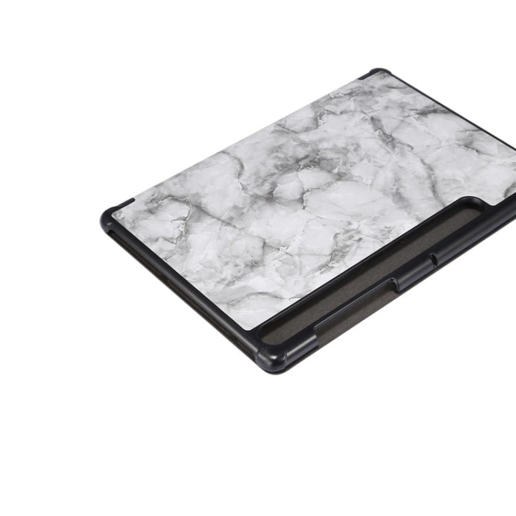 For Samsung Galaxy Tab S8+ / Tab S8 Plus /  Tab S7 FE / Tab S7+ / T970 Marble Texture Pattern Horizontal Flip Leather Case, with Three-folding Holder & Sleep / Wake-up Function