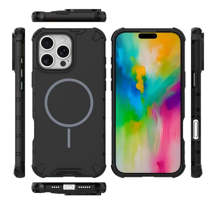 For iPhone 16 Pro Max Grating Solid Color MagSafe Magnetic Phone Case