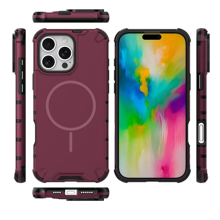 For iPhone 16 Pro Max Grating Solid Color MagSafe Magnetic Phone Case