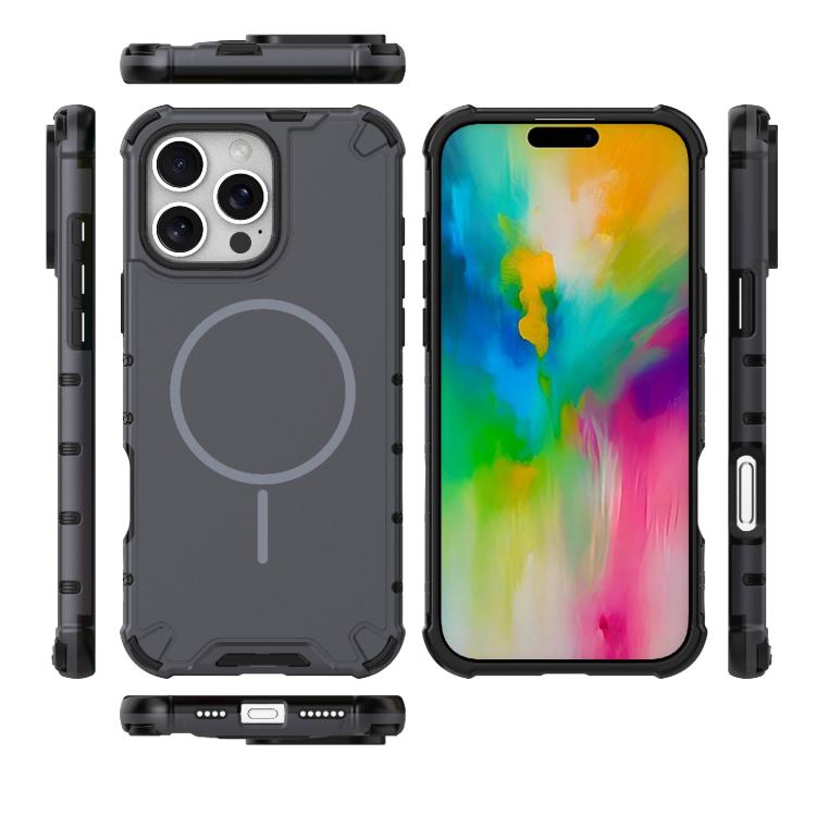 For iPhone 16 Pro Max Grating Solid Color MagSafe Magnetic Phone Case